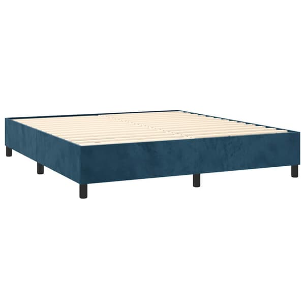 Ramsäng med madrass mörkblå 160x200 cm sammet