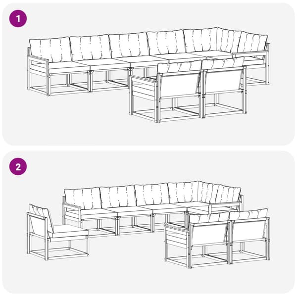 Utomhussoffset med kudde 8 pcs Vit och Beige