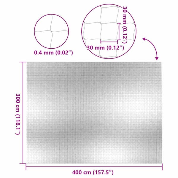 Katnät transparent 4x3 m nylon