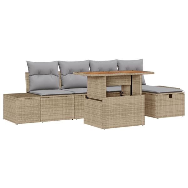 Trädgårdsoffset 6 pcs Beige konstrotting