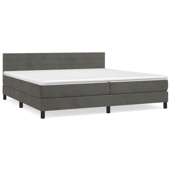 Ramsäng med madrass mörkgrå 200x200 cm sammet