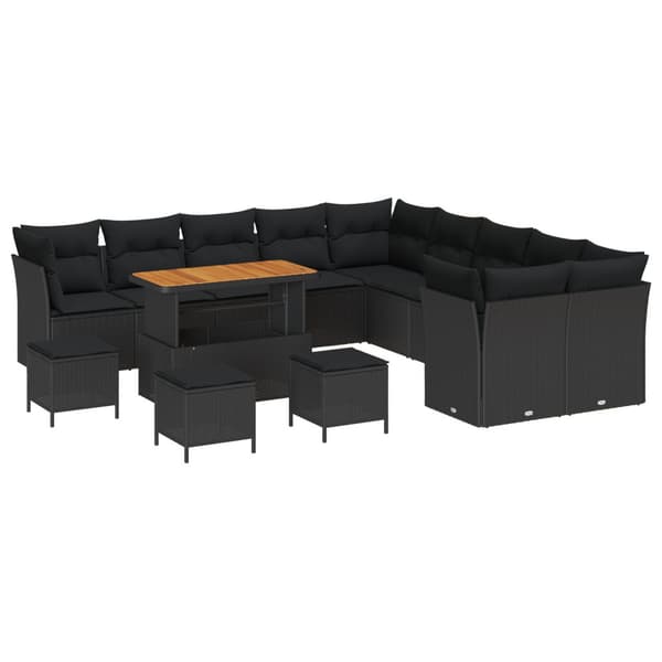 Trädgårdsoffset 14 pcs Svart konstrotting