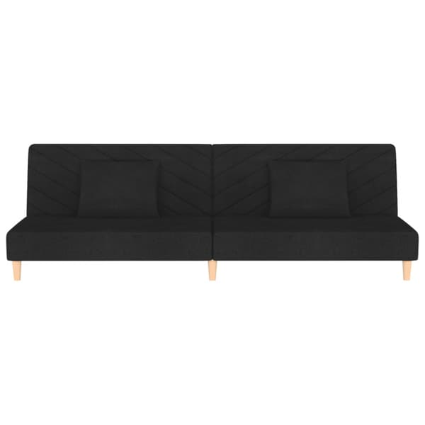 Bäddsoffa 2-sits med två kuddar svart tyg