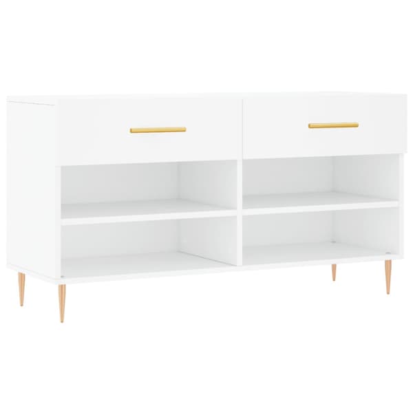 Skobänk vit 102x35x55 cm konstruerat trä