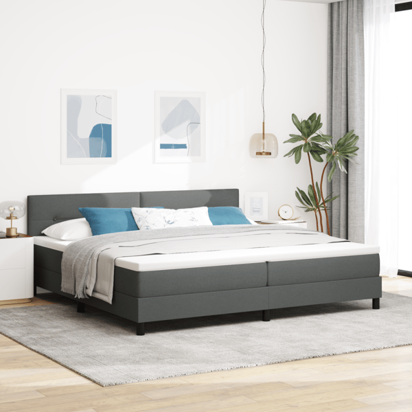 Bäddfjäder med LED-ljusslingor Mörkgrå 200 x 200 cm tyg
