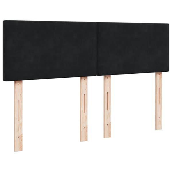 Ramsäng med madrass svart 140x190 cm sammet