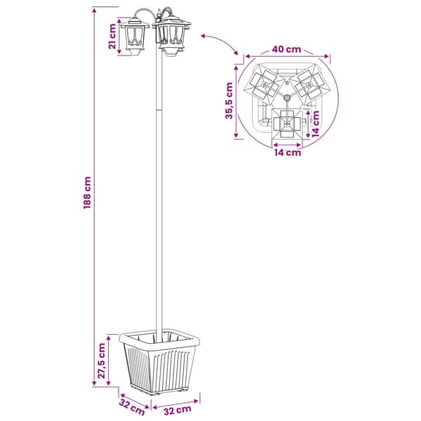 Utomhus Solamp with LED Bulb Svart