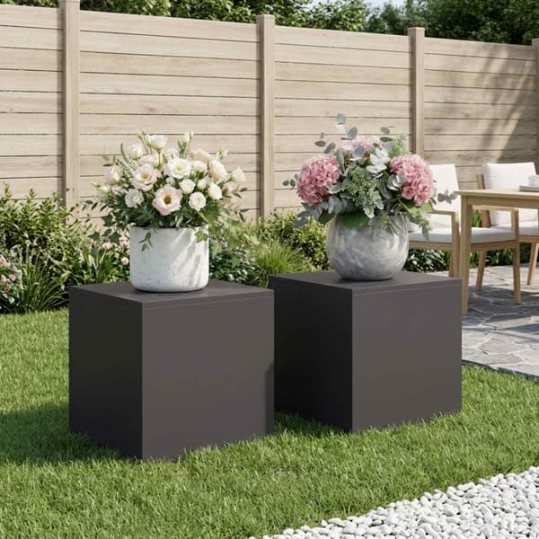 Växtställ 2 pcs Svart 40 x 40 x 40 cm Stål