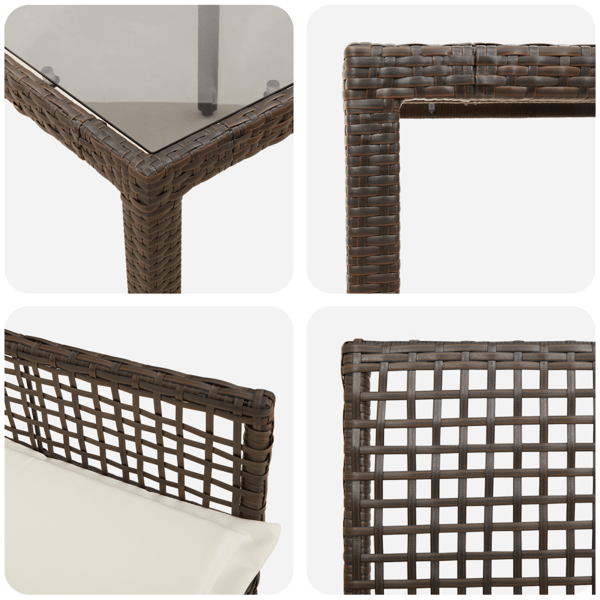 Trädgårdsmöbelset 7 pcs Brun konstrotting