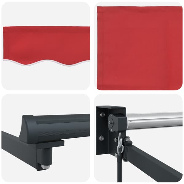 Utfällbar markis Röd 350 x 250 cm Polyester och aluminium