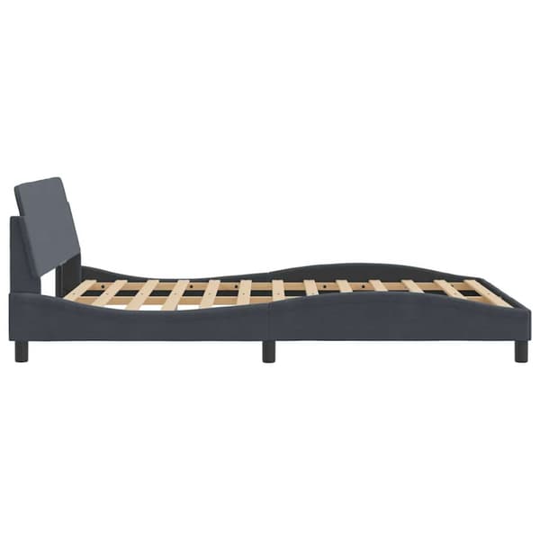 Bed Frame "Dover" Dark Grey 137x190 cm Velvet