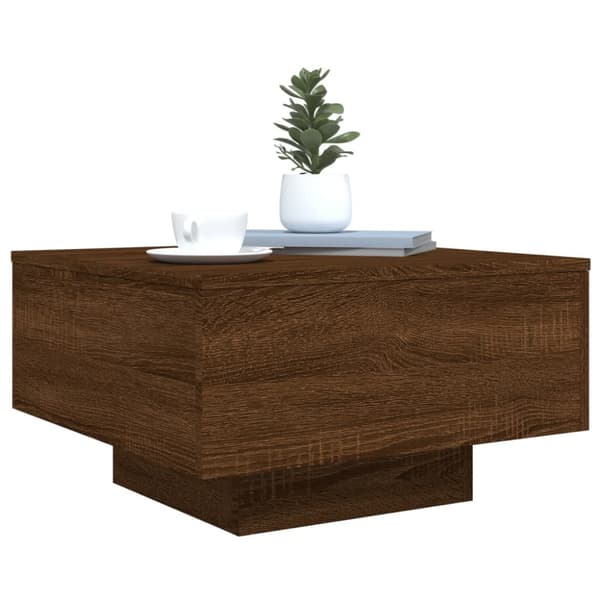 Soffbord med LED brun ek 55x55x31 cm