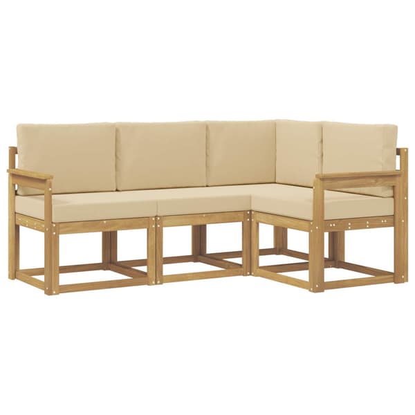 Utomhussoffset med kudde 4 pcs Vit och Beige