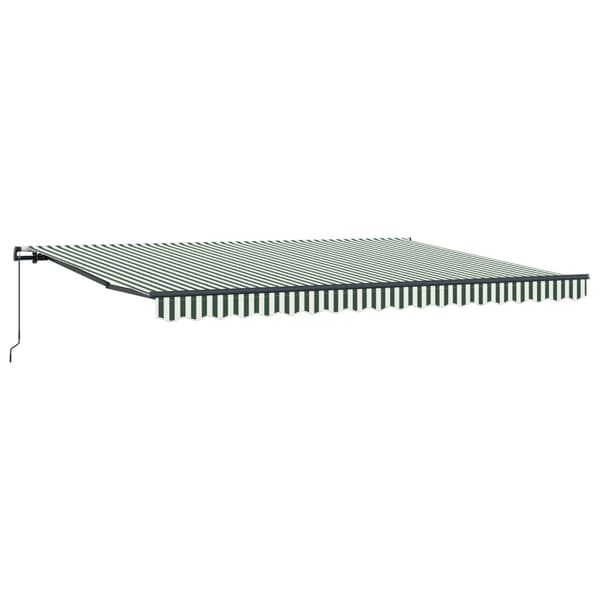 Utfällbar markis Grön och Vit 450 × 300 cm Polyester och Stål