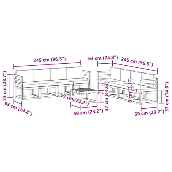 Utomhussoffset med kudde 9 pcs Vit och Beige