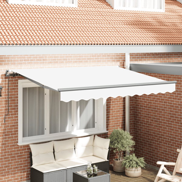 Utfällbar markis Vit 350 x 200 cm tyg