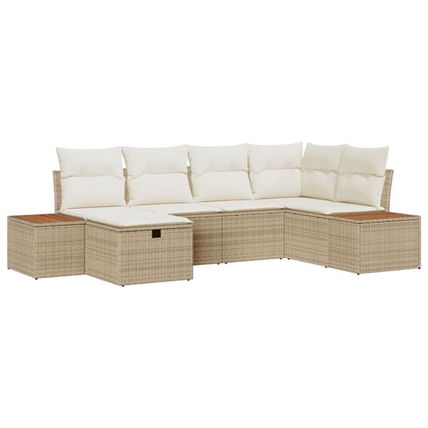 Trädgårdsoffset 6 st Beige konstrotting