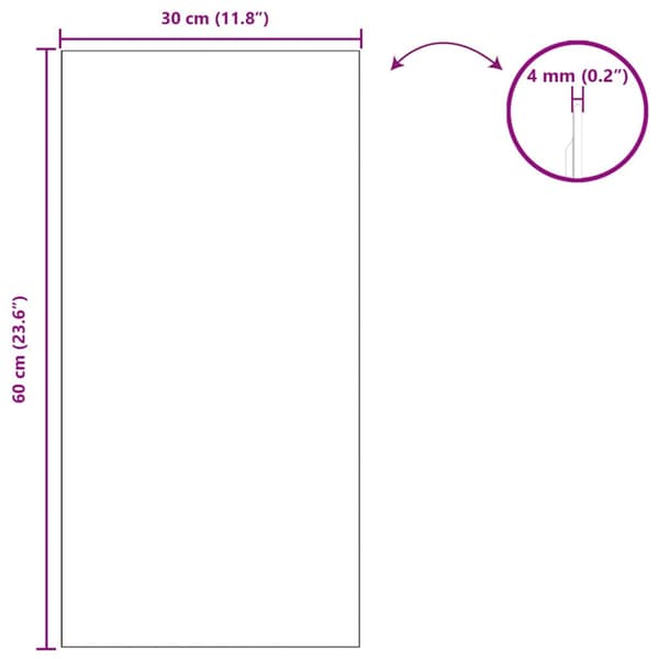 Väggspegel Rektangulär 30 x 60 cm härdat glas