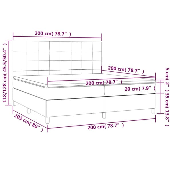 Ramsäng med madrass mörkblå 200x200 cm sammet