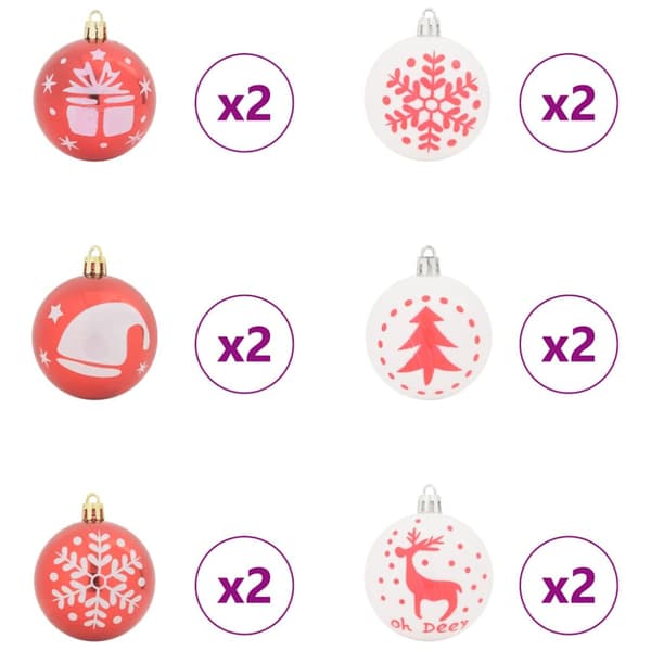 Julprydnad Set 40 pcs Röd och Vit Plast