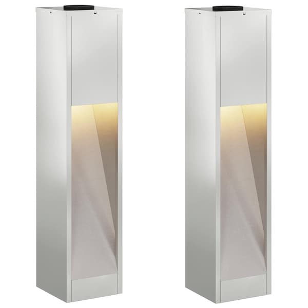 Solcell LED-vägbelysning 2 pcs Silver Galvaniserad