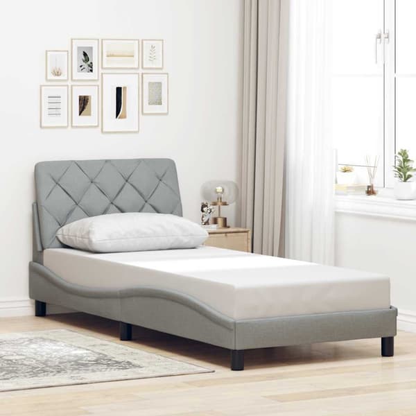 Bed Frame without Mattress Light Grey 90x190 cm Fabric