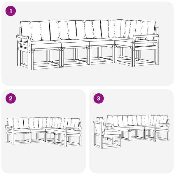 Utomhussoffset med kudde 5 pcs Vit och Beige