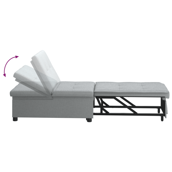 Pull Out Sofa Bed Ljusgrå 194 x 50 x 82 cm tyg