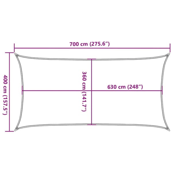 Solsegel 160 g/m² rektangulär sand 4x7 m HDPE