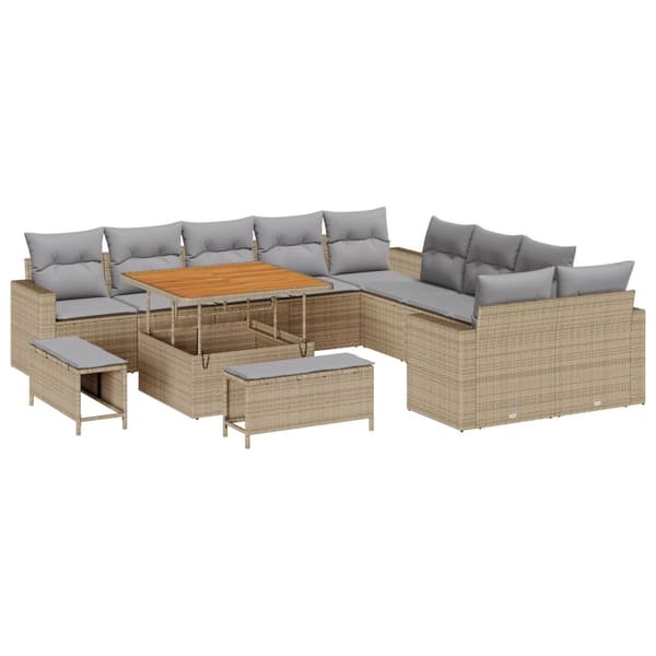 Trädgårdsoffset 13 pcs Beige konstrotting