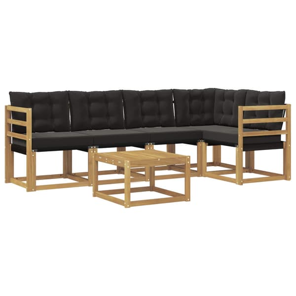 Utomhussoffset med kudde 6 pcs Vit och svart