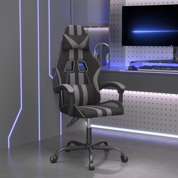 Gamingstol svart och grå konstläder