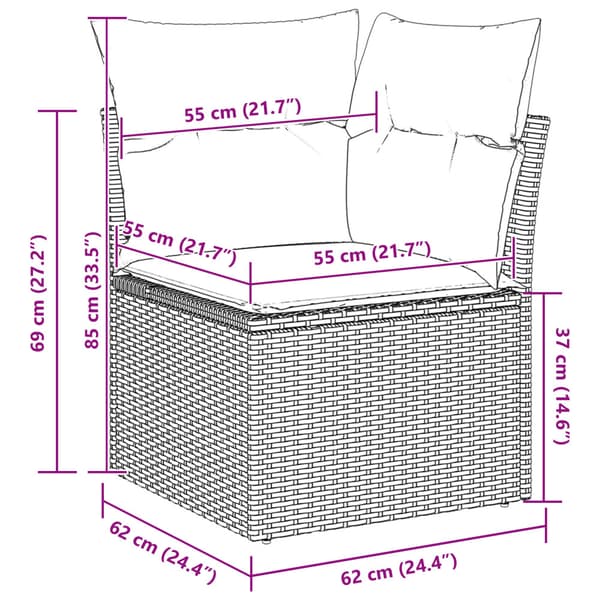 Trädgårdsoffset 9 pcs Beige konstrotting
