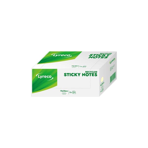 Notes LYRECO recycled 76x76mm gul 12/fp