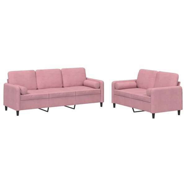 Soffgrupp med kuddar 2 delar rosa sammet