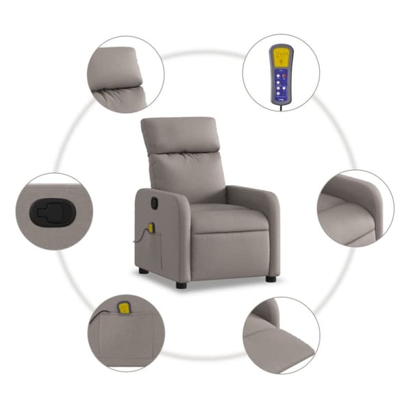 Massagefåtölj taupe tyg