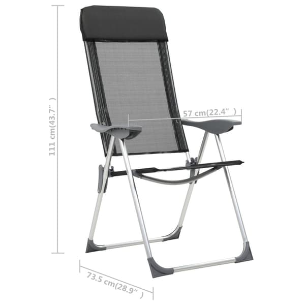 Hopfällbara campingstolar 4 st aluminium svart