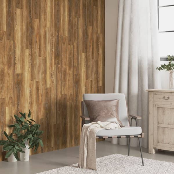 Väggpaneler träimitation brun PVC 2,06 m²