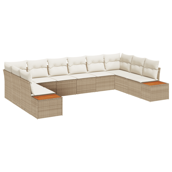 Trädgårdsoffset 10 pcs Beige och gräddfärgad Polyrattan