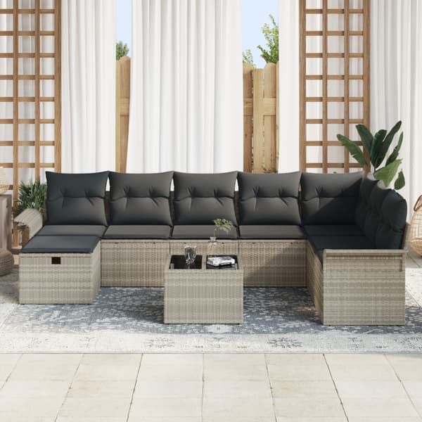 Trädgårdsoffset 9 st Poly rattan