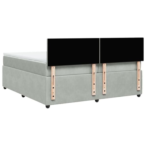 Ramsäng med madrass ljusgrå 200x200 cm sammet