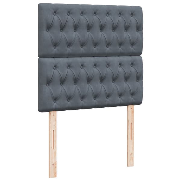 Ramsäng med madrass mörkgrå 100x200 cm sammet
