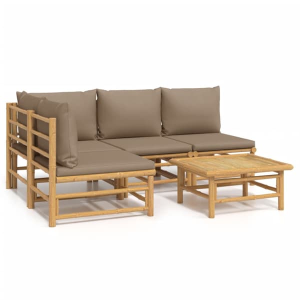Loungegrupp 5 delar taupe dynor bambu