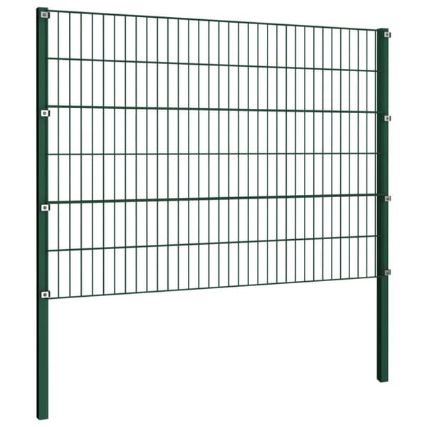 Staketpanel med stolpar järn 522x120 cm grön