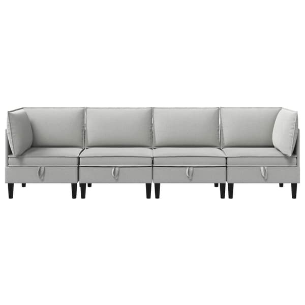 Möbelset för vardagsrummet 4 pcs Ljusgrå Tyg