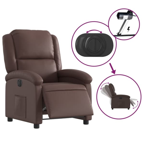 Elektronisk reclinerfåtölj brun konstläder