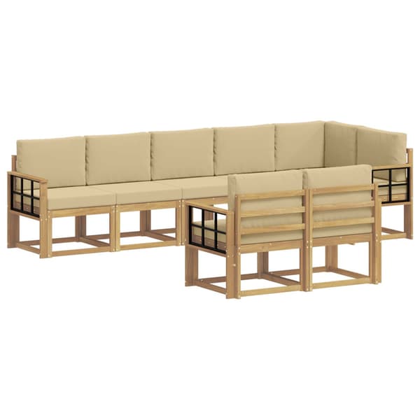 Utomhussoffset med kudde 8 pcs Vit och Beige Polyester