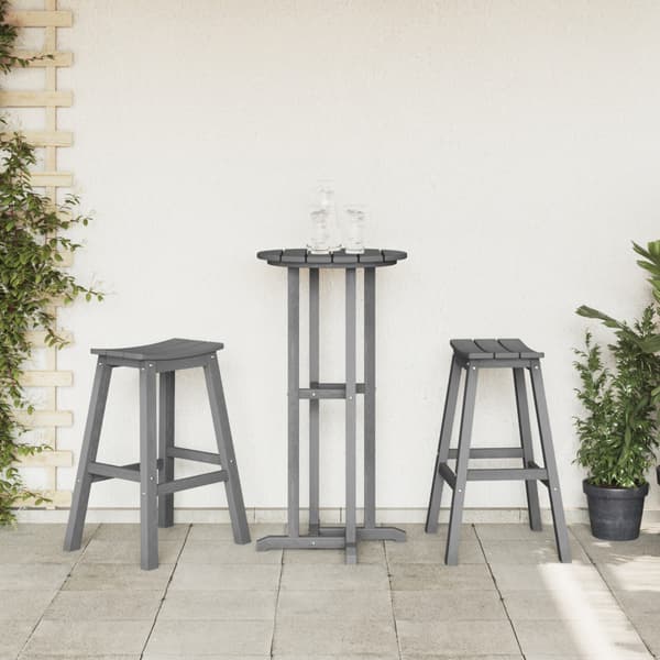 Trädgårds Bar Set 3 pcs Ljusgrå HDPE