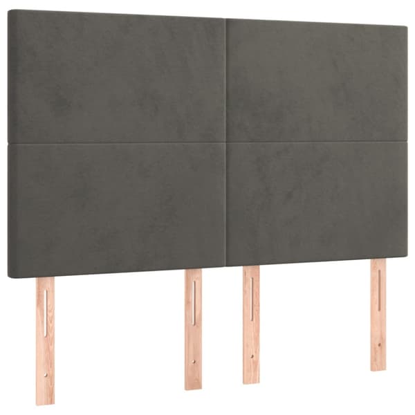 Ramsäng med madrass mörkgrå 140x190 cm sammet