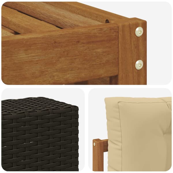 Utomhussoffset med kudde 9 pcs Naturlig och Beige Polyester